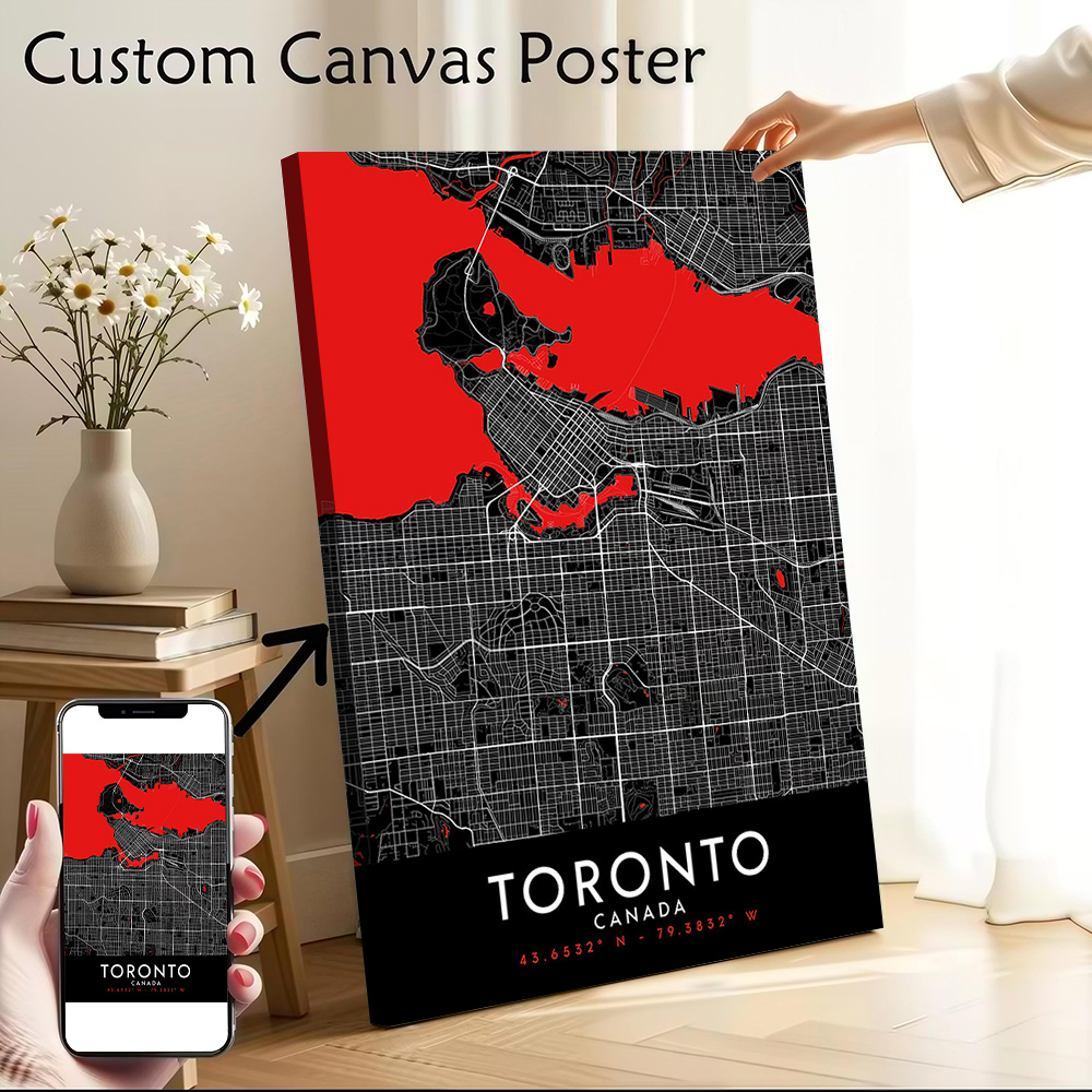 Custom Map Poster - Poster Seni Dinding Kanvas Peta Gelap
