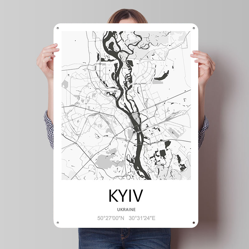 Custom Map Poster - Poster Cetak Peta Kota Kyiv Seni