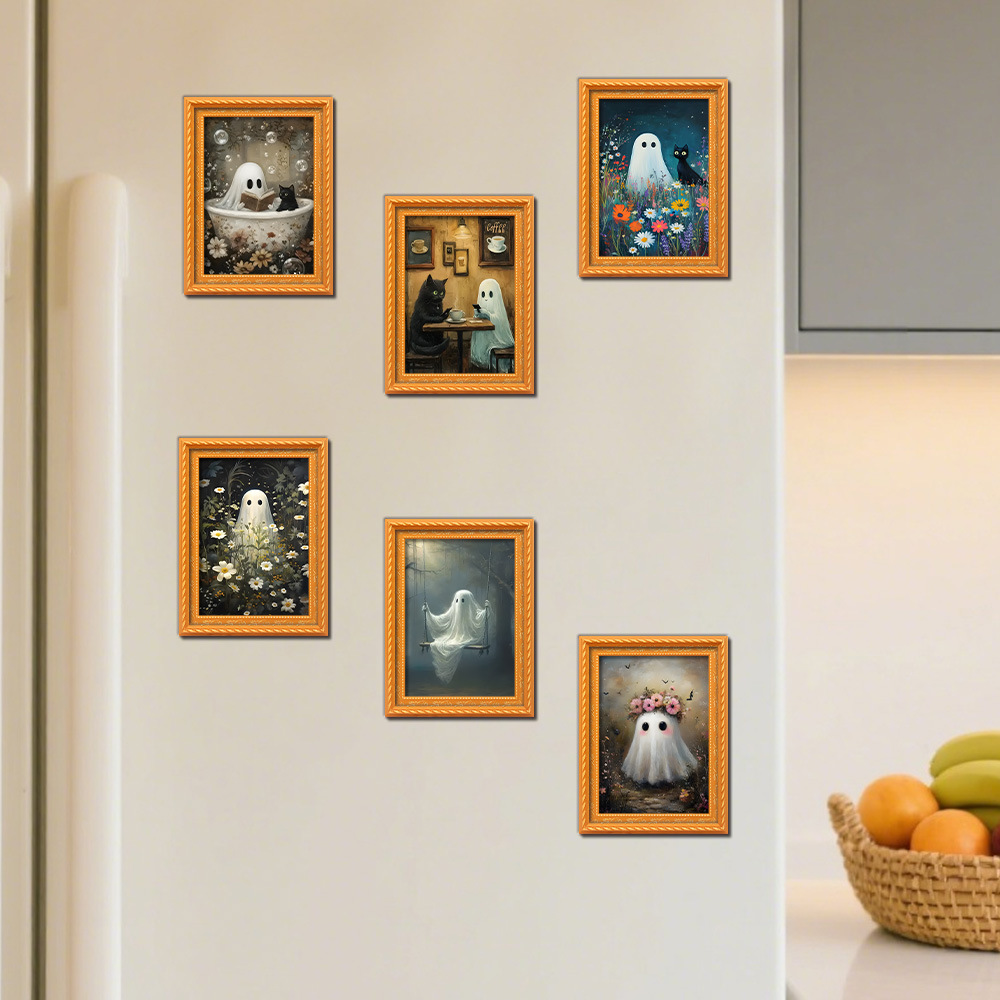 Engraved Wood Frame - Magnet Kulkas Halloween 3d Kreatif Bingkai