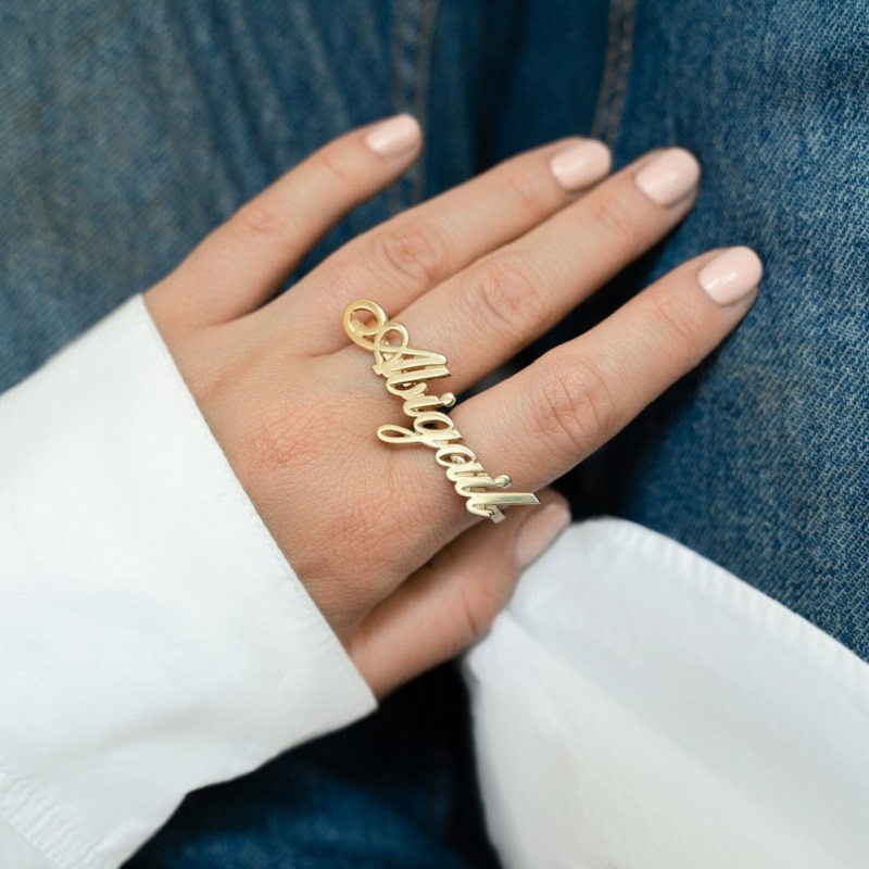 Initial Ring Custom - Disesuaikan baja nirkarat dua cincin jari
