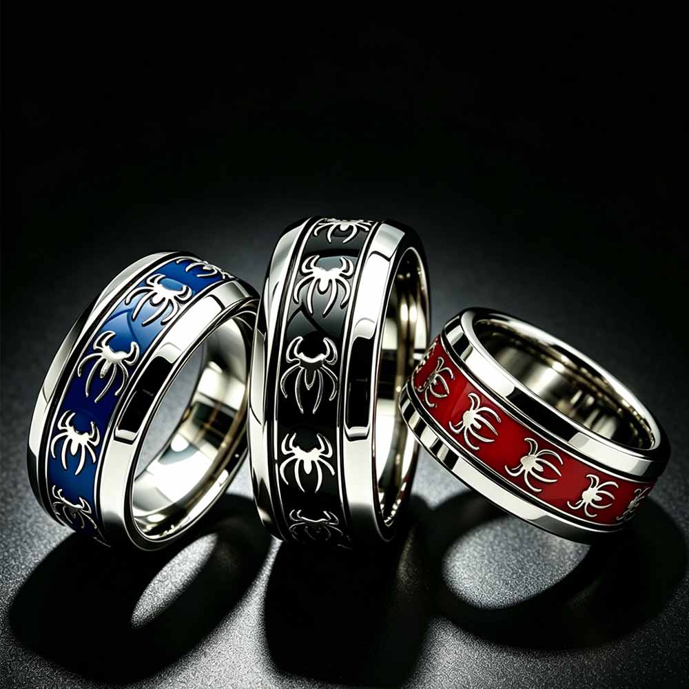 Cincin Laba-laba Punk Vintage  - Initial Ring Custom ulasan dan harga