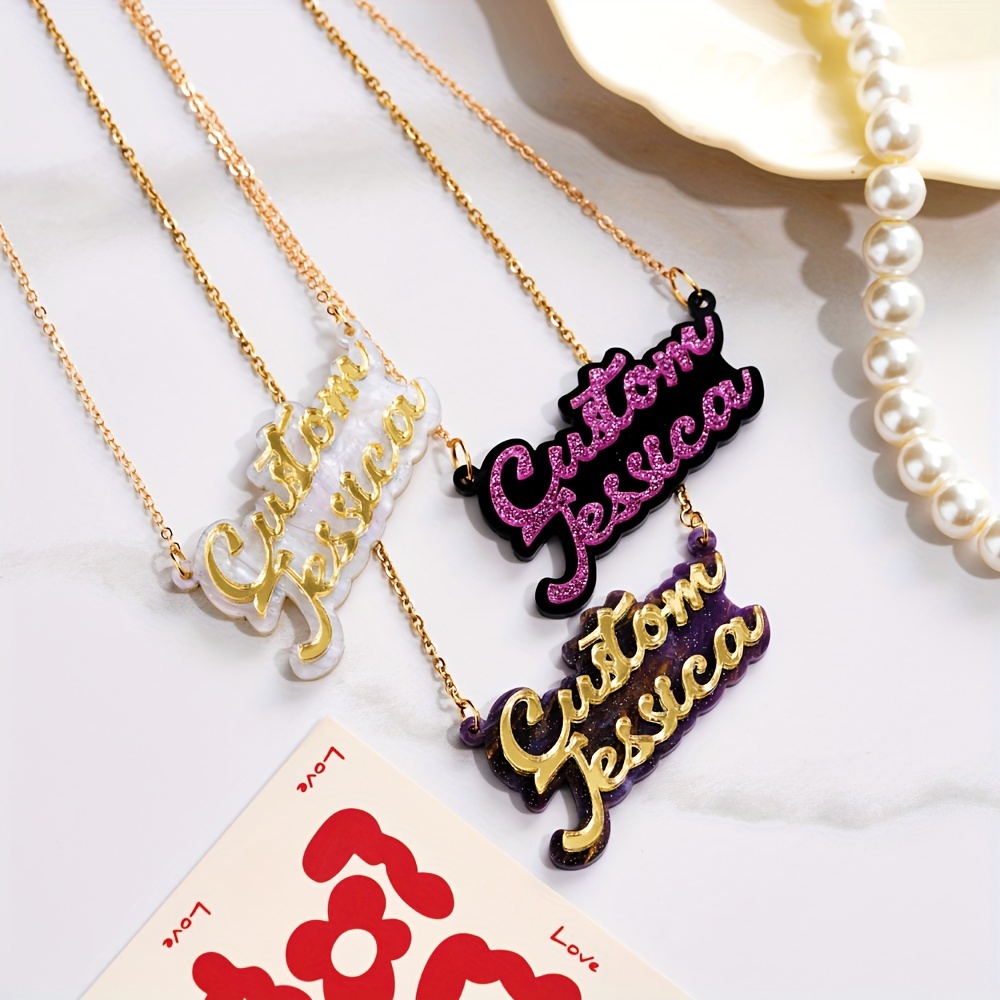 Kalung nama akrilik dua lapis  - Name Necklace Custom ulasan dan harga