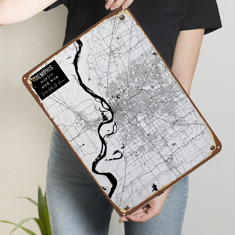 Memphis TN USA Tinplate Tanda  - Custom Map Poster ulasan dan harga