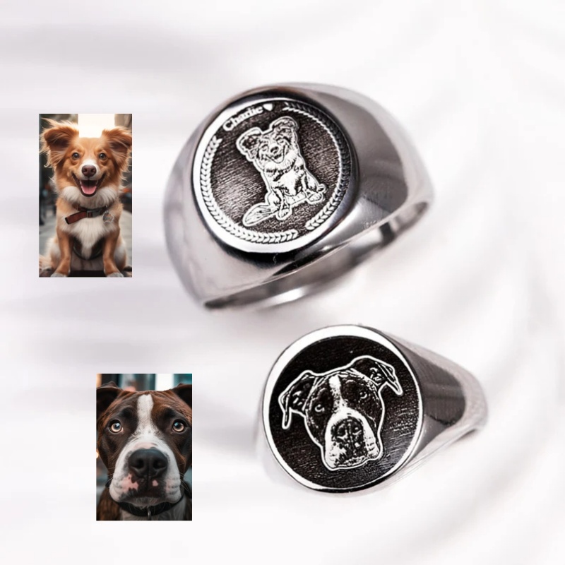 Cincin Stempel Foto Ukiran Kus - Initial Ring Custom ulasan dan harga