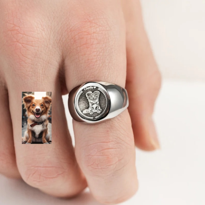 Cincin Stempel Foto Ukiran Kus - Initial Ring Custom ulasan dan harga