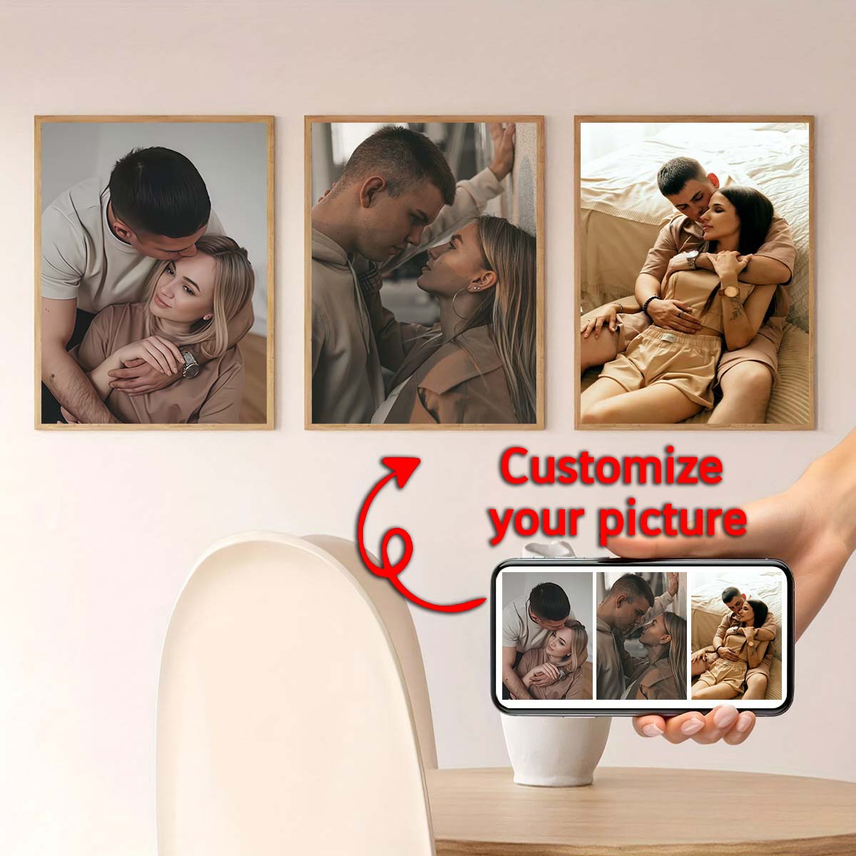 Triptych - Lukisan minyak bing - Engraved Wood Frame ulasan dan harga