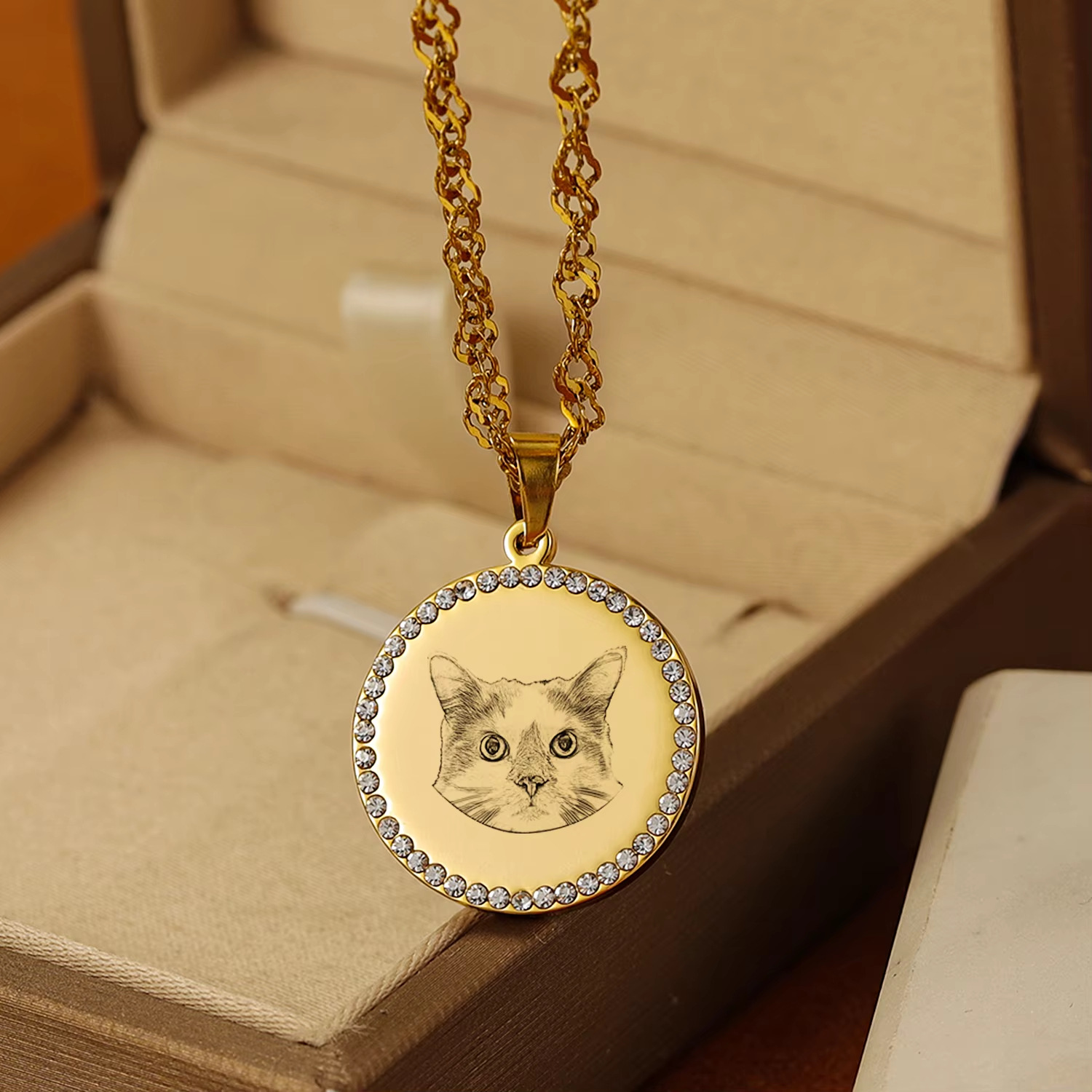 Kalung Cakram Pola Foto Ukiran - Pet Portrait Custom ulasan dan harga