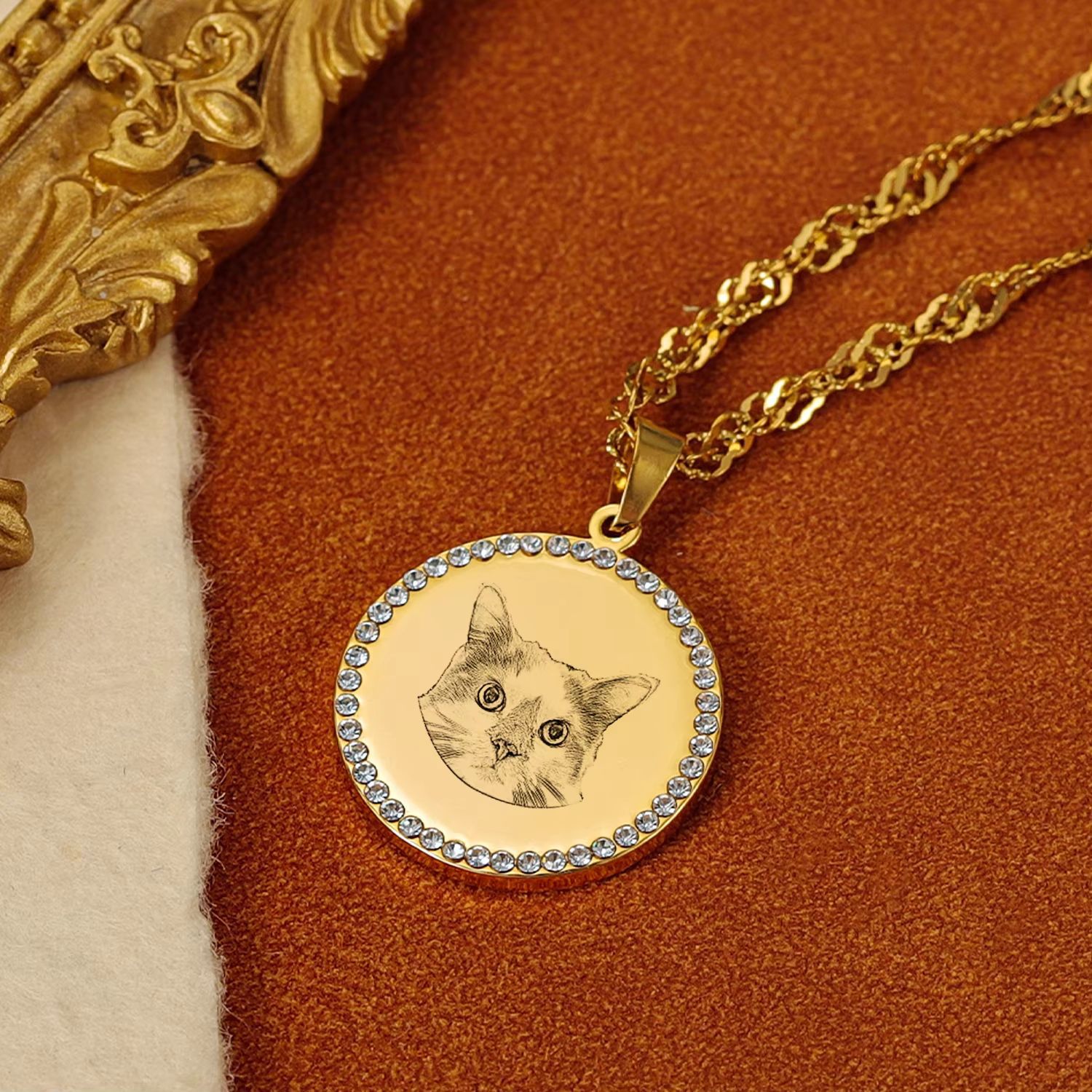 Kalung Cakram Pola Foto Ukiran - Pet Portrait Custom ulasan dan harga