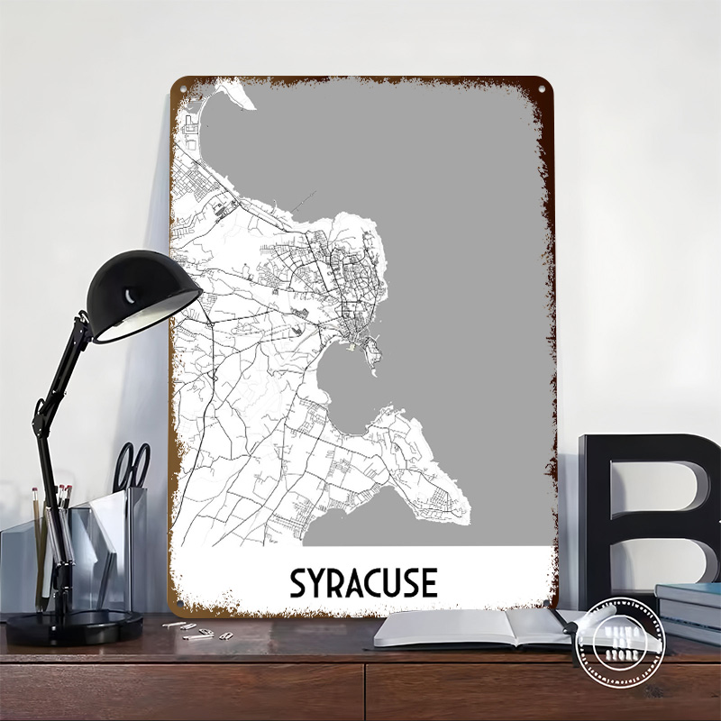 Poster Logam Peta Kota Syracus - Custom Map Poster ulasan dan harga