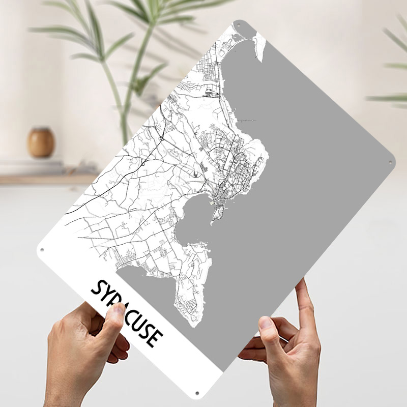 Poster Logam Peta Kota Syracus - Custom Map Poster ulasan dan harga