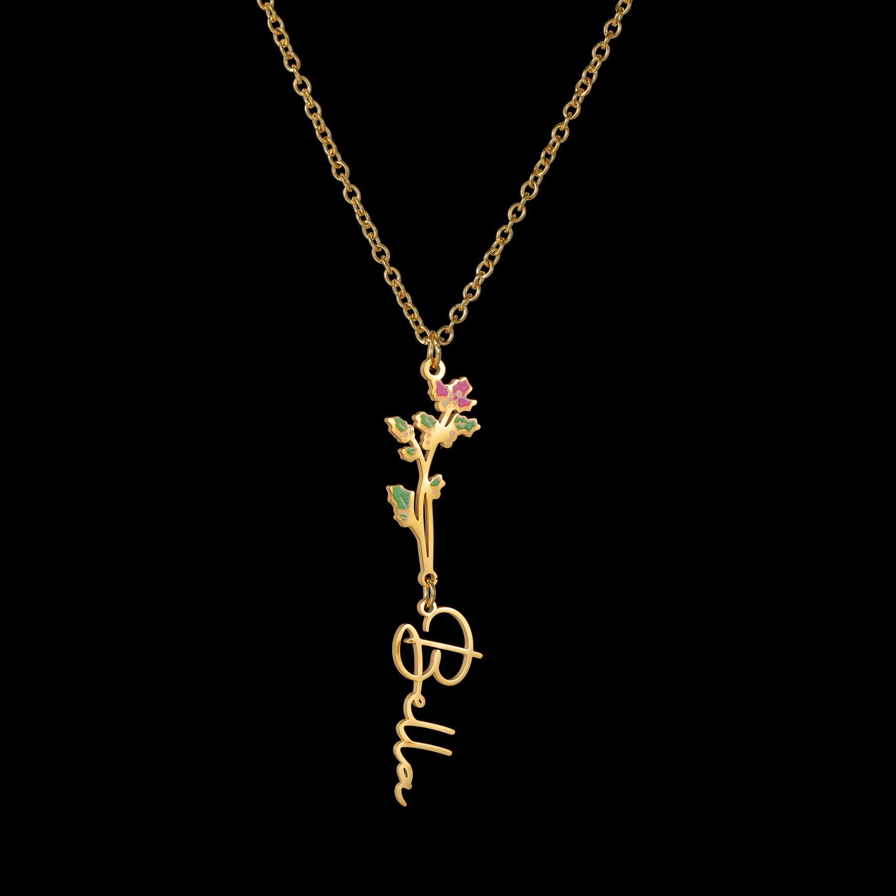 Acheerup Kalung Nama Kustom un - Birth Flower Necklace ulasan dan harga