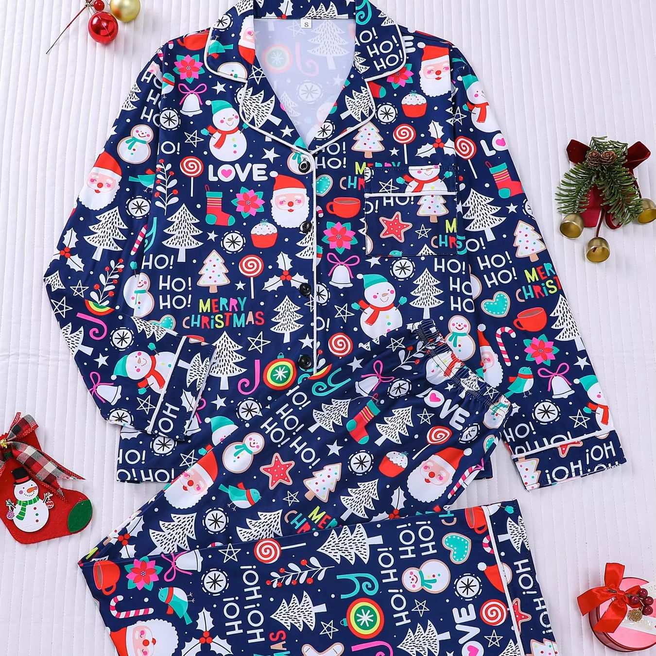 Piyama Natal Motif Santa, Poho - Family Tree Print ulasan dan harga