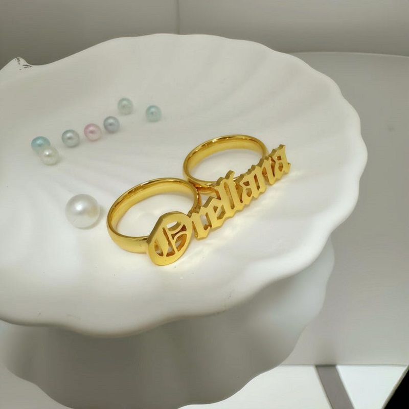 Disesuaikan baja nirkarat dua  - Initial Ring Custom ulasan dan harga